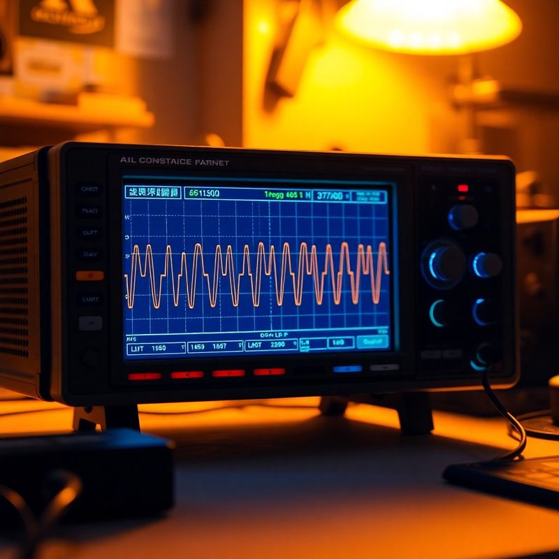 Close-up of an oscilloscope screen showing engine waveform traces